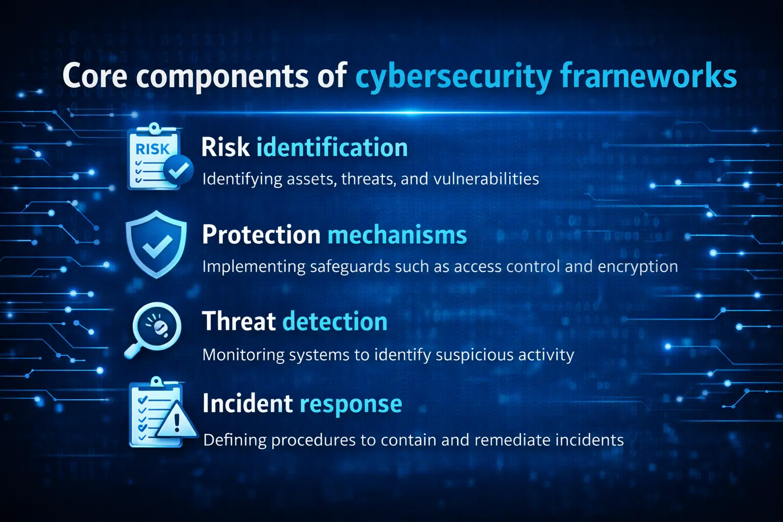 Core components of cybersecurity frameworks webp infographic