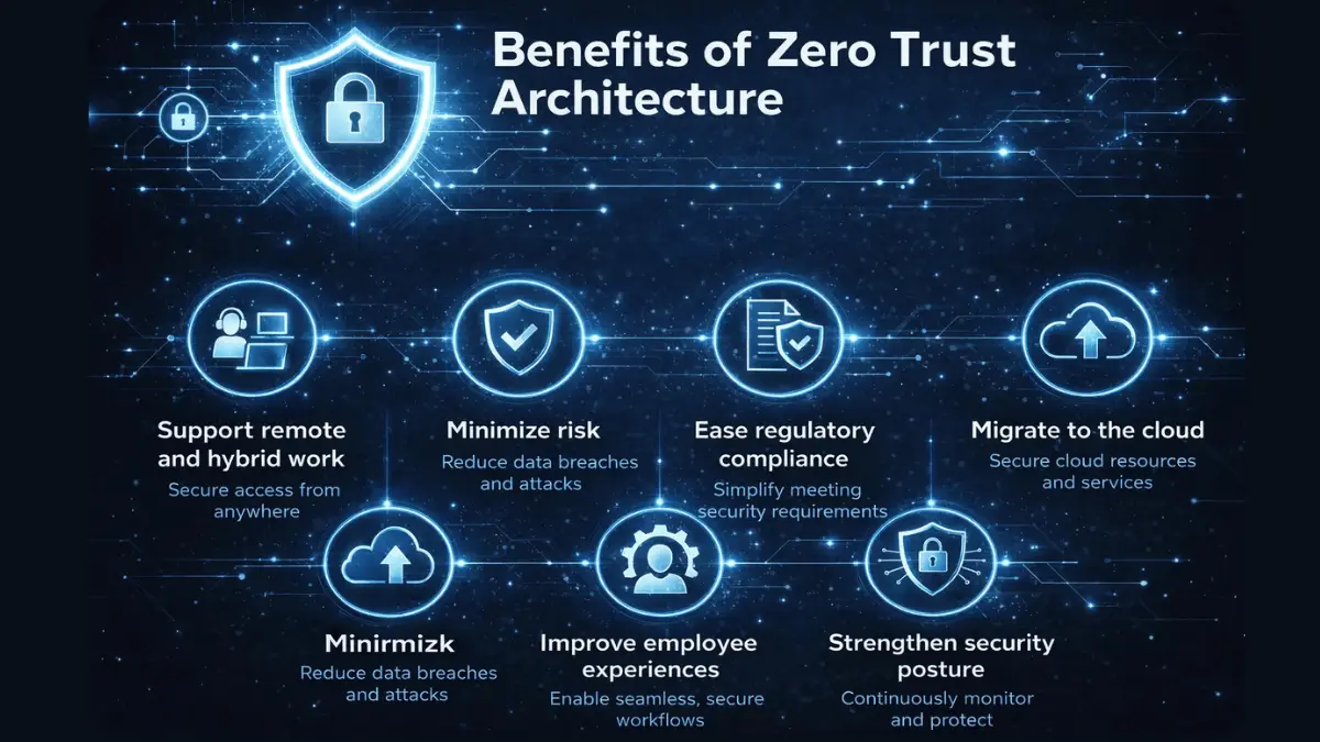 Benefits of Zero Trust Architecture infographic